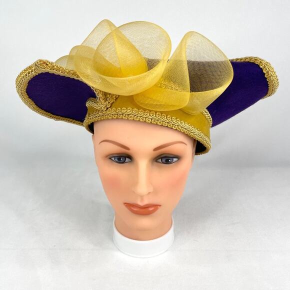 Vintage Wool Made in USA Purple & Gold Derby Hat main image 10